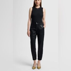 7 For All Mankind Darted Boyfriend Jogger, Coated Black, Size 29